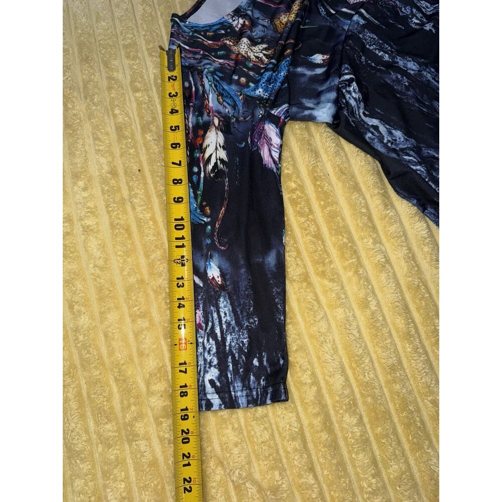 Womens Blue Feather Embellished Ameri Mode Tunic … - image 7